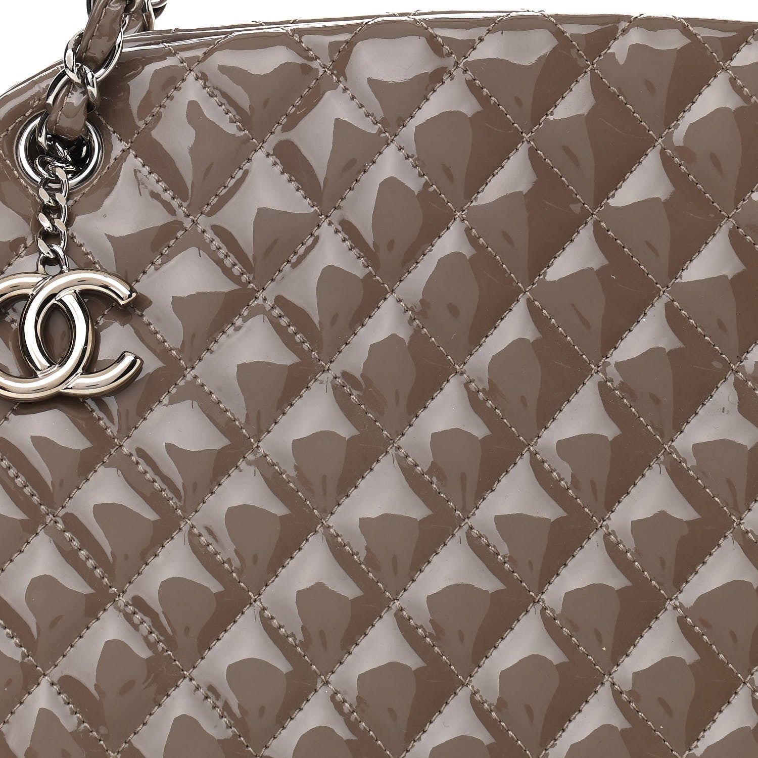 Chanel Patent Quilted Large Just Mademoiselle Bowling Bag Gris Fonce 8 of 10