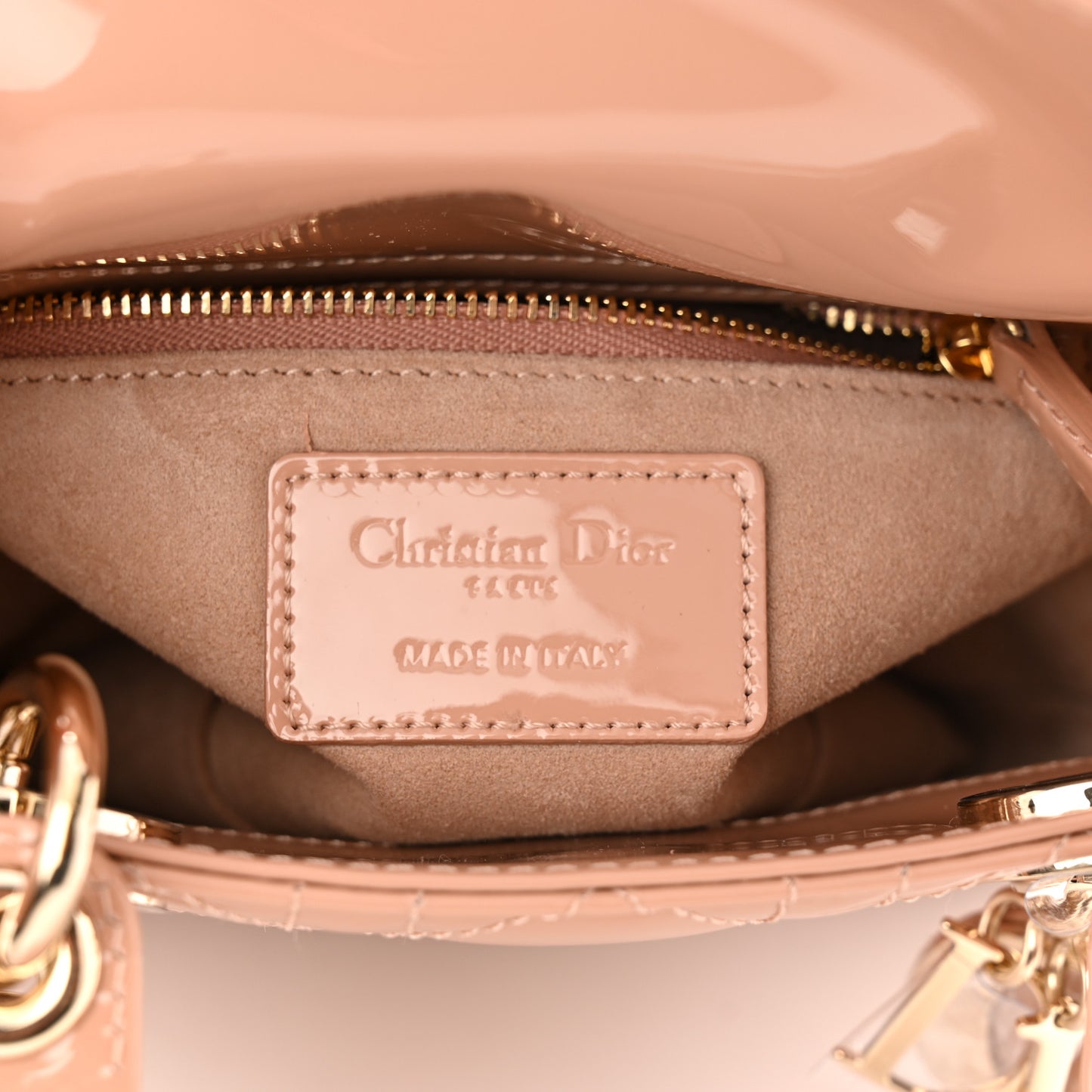 Patent Cannage Mini Lady Dior Light Pink