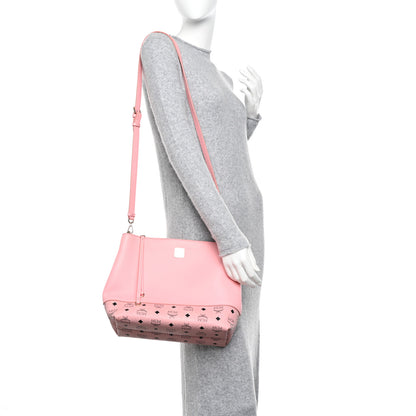 MCM Calfskin Visetos Anni Medium Hobo Bag Soft Pink 2 of 9