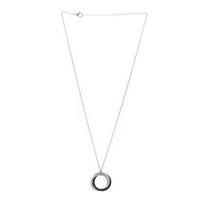 Cartier 18K White Gold Black Ceramic Diamond Trinity Pendant Necklace 3 of 5