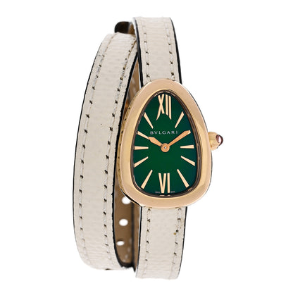 Bulgari 18K Rose Gold Lizard 20mm Serpenti Double Wrap Quartz Watch Green 1 of 5