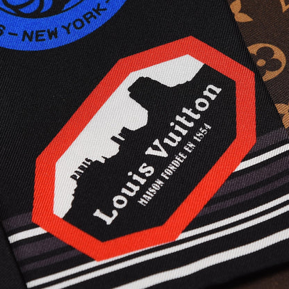 Louis Vuitton Silk Monogram World Tour Stickers Bandeau Black 4 of 4