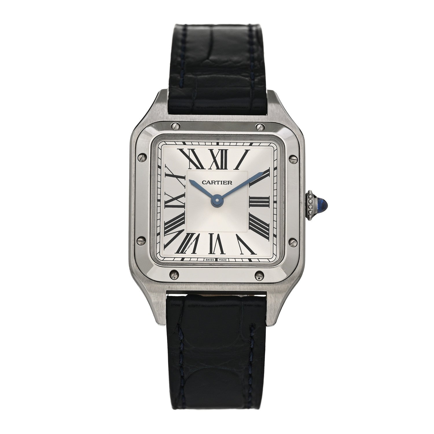 Cartier Stainless Steel Alligator 27.5mm Santos Dumont Quartz Watch 1 of 5