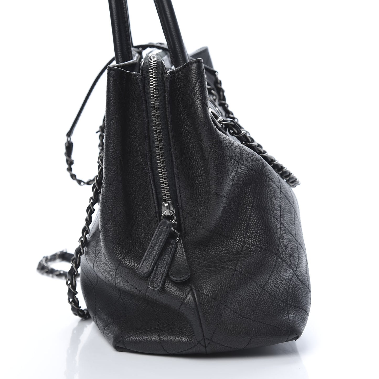 Grained Vegetal Calfskin Urban Shopping Tote Black