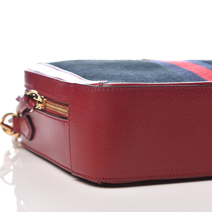 Gucci Suede Calfskin Web Small Ophidia Top Handle Shoulder Bag New Blue Romantic Cherry 9 of 10
