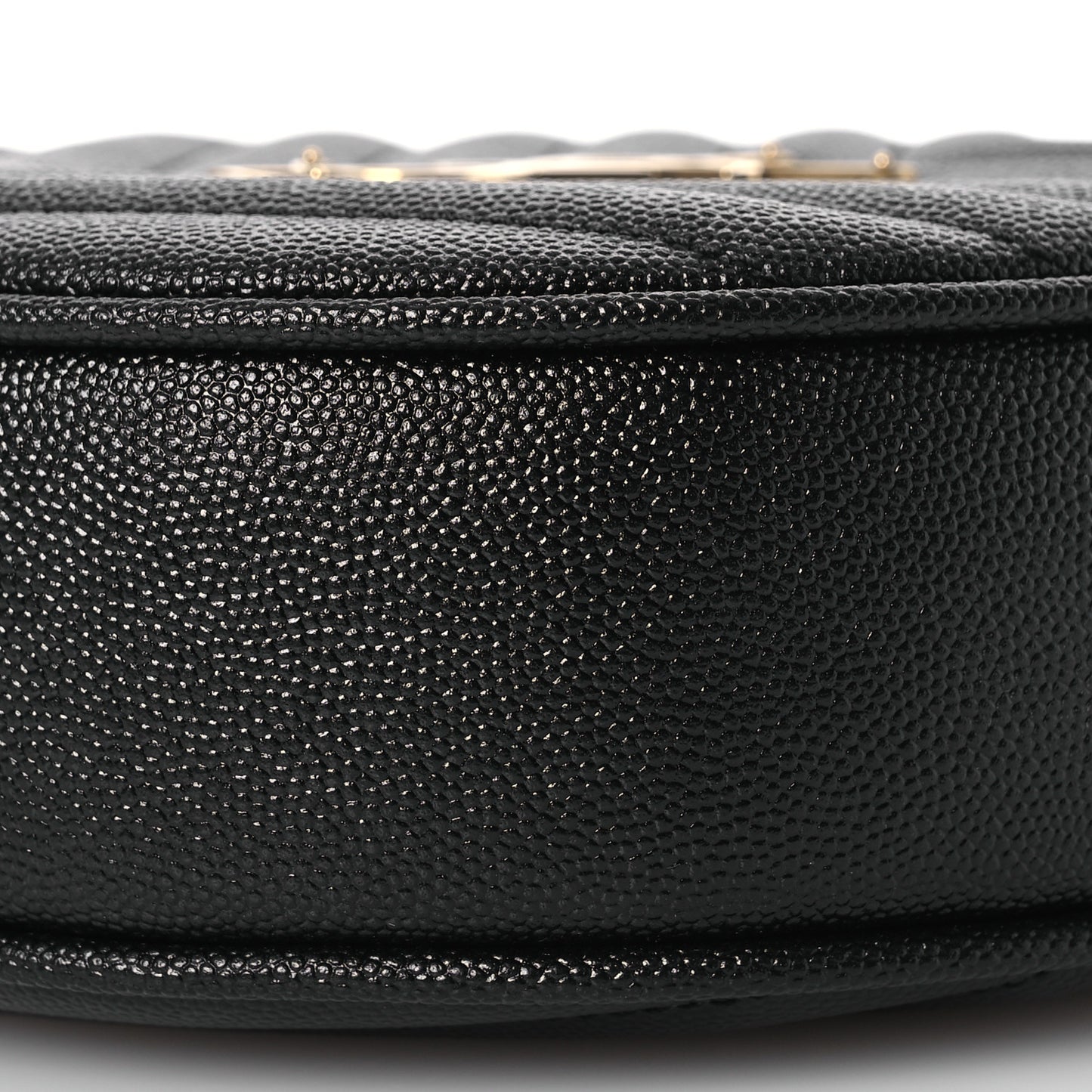 Grain De Poudre Matelasse Chevron Quilted Round Vinyle Camera Bag Black