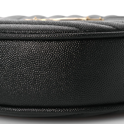 Saint Laurent Grain De Poudre Matelasse Chevron Quilted Round Vinyle Camera Bag Black 9 of 11