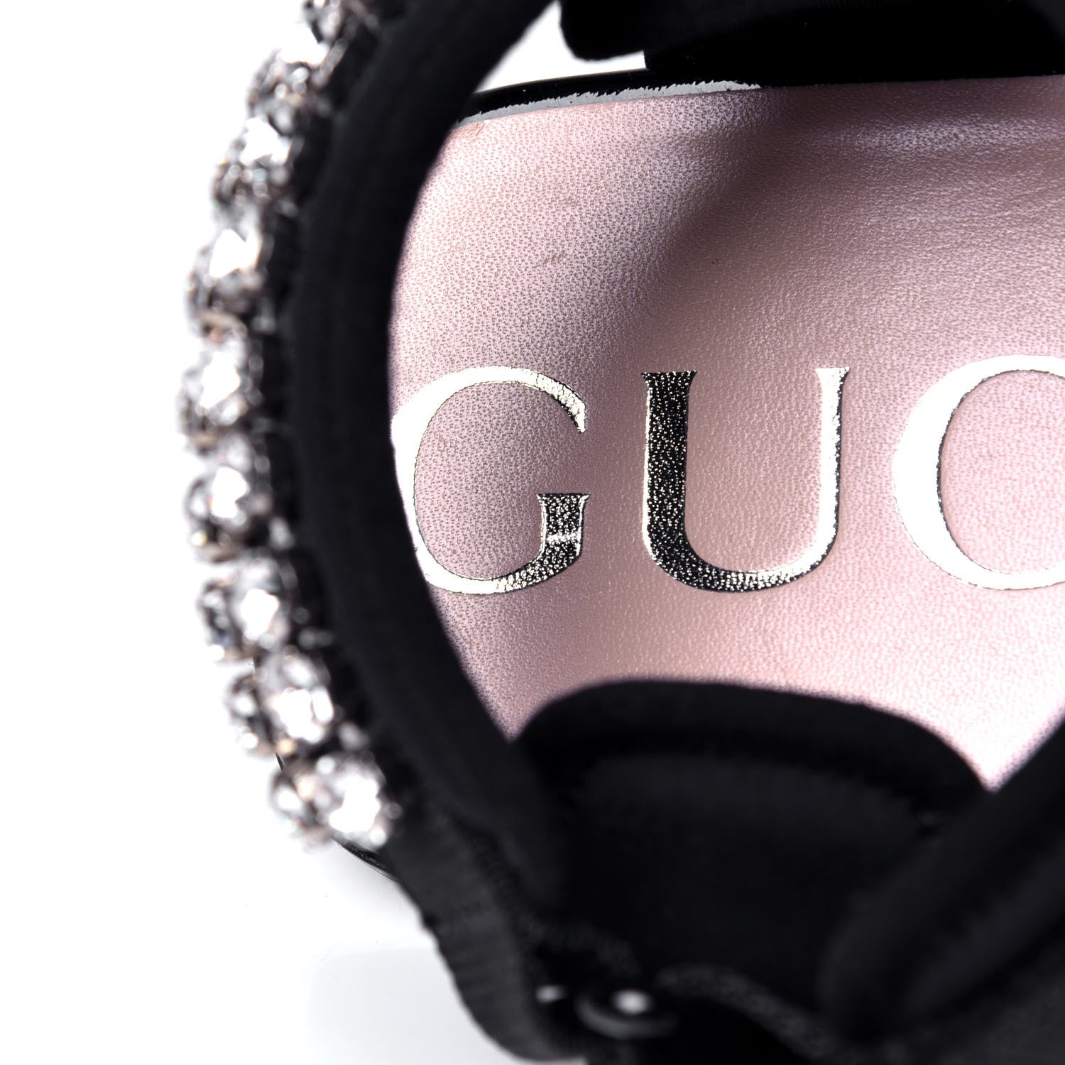 Gucci Neoprene Canvas Crystal Embellished Shea Flat Sandals 38 Black 6 of 6