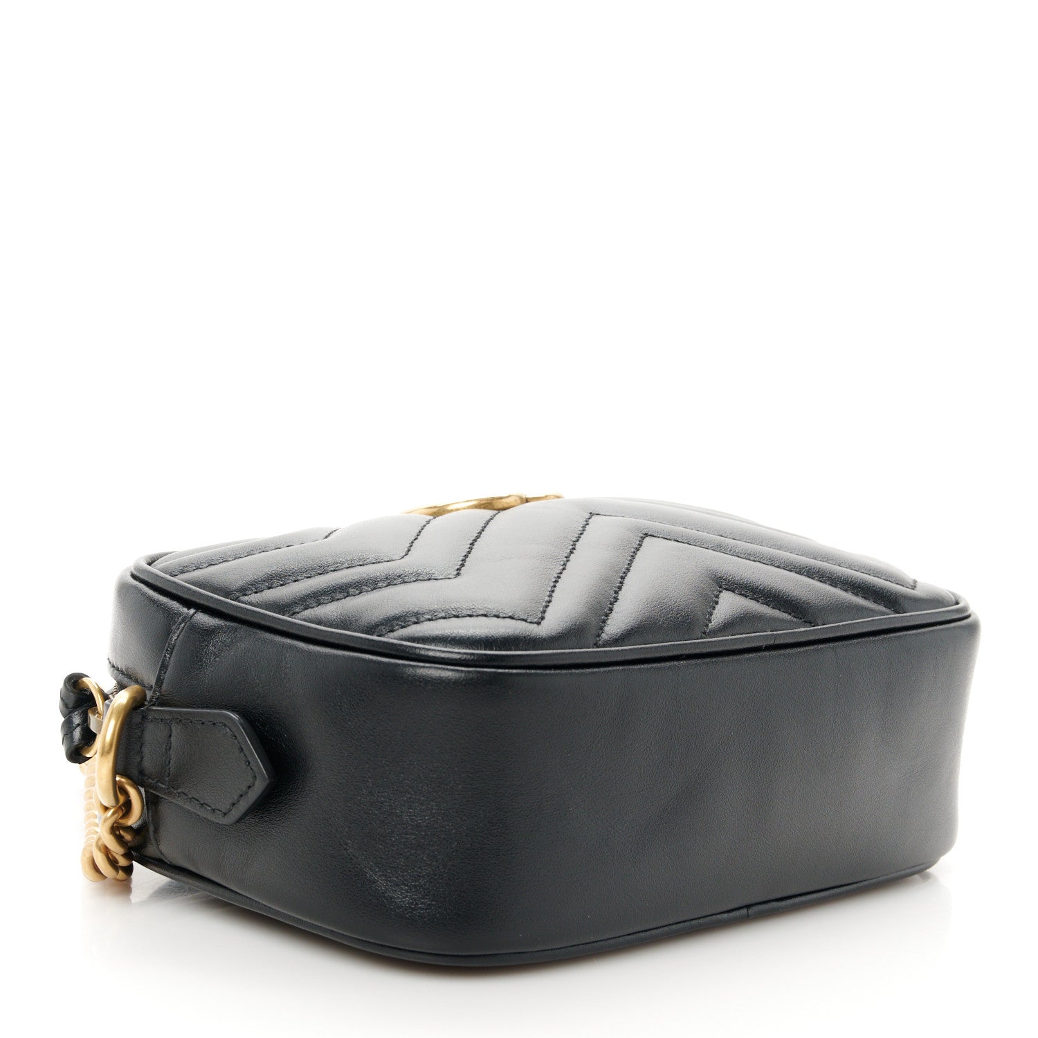 Gucci Calfskin Matelasse Mini GG Marmont Chain Shoulder Bag Black 4 of 11