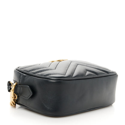 Gucci Calfskin Matelasse Mini GG Marmont Chain Shoulder Bag Black 4 of 11