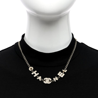 Chanel Crystal CC Letter Chain Necklace Gold 2 of 4