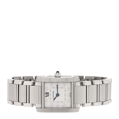 Cartier Stainless Steel Diamond 20mm Tank Francaise Quartz Watch 2 of 5
