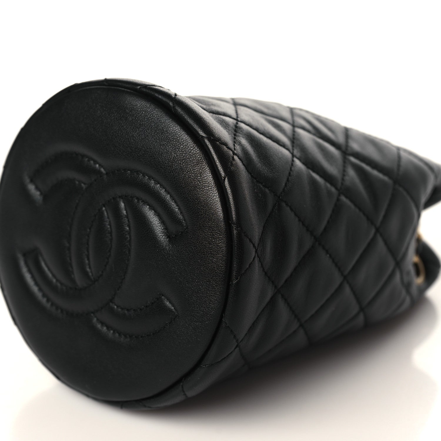Chanel Lambskin Quilted Pearl Crush Drawstring Bag Black 9 of 9