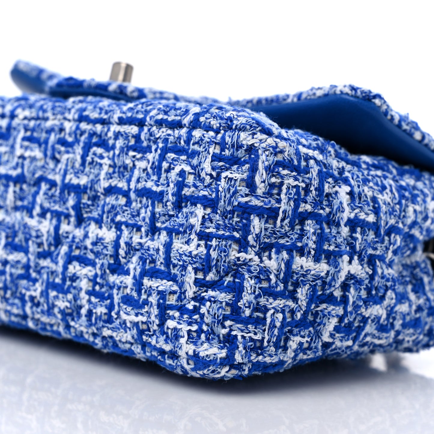 Tweed Quilted Mini Rectangular Flap Blue White
