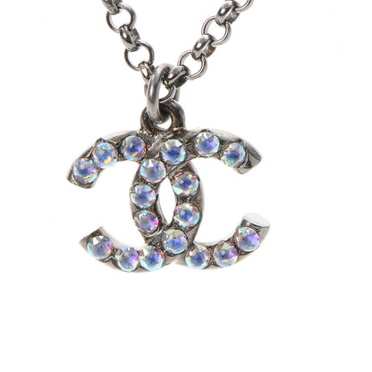 Chanel Ruthenium Crystal CC Necklace Iridescent Blue 6 of 7