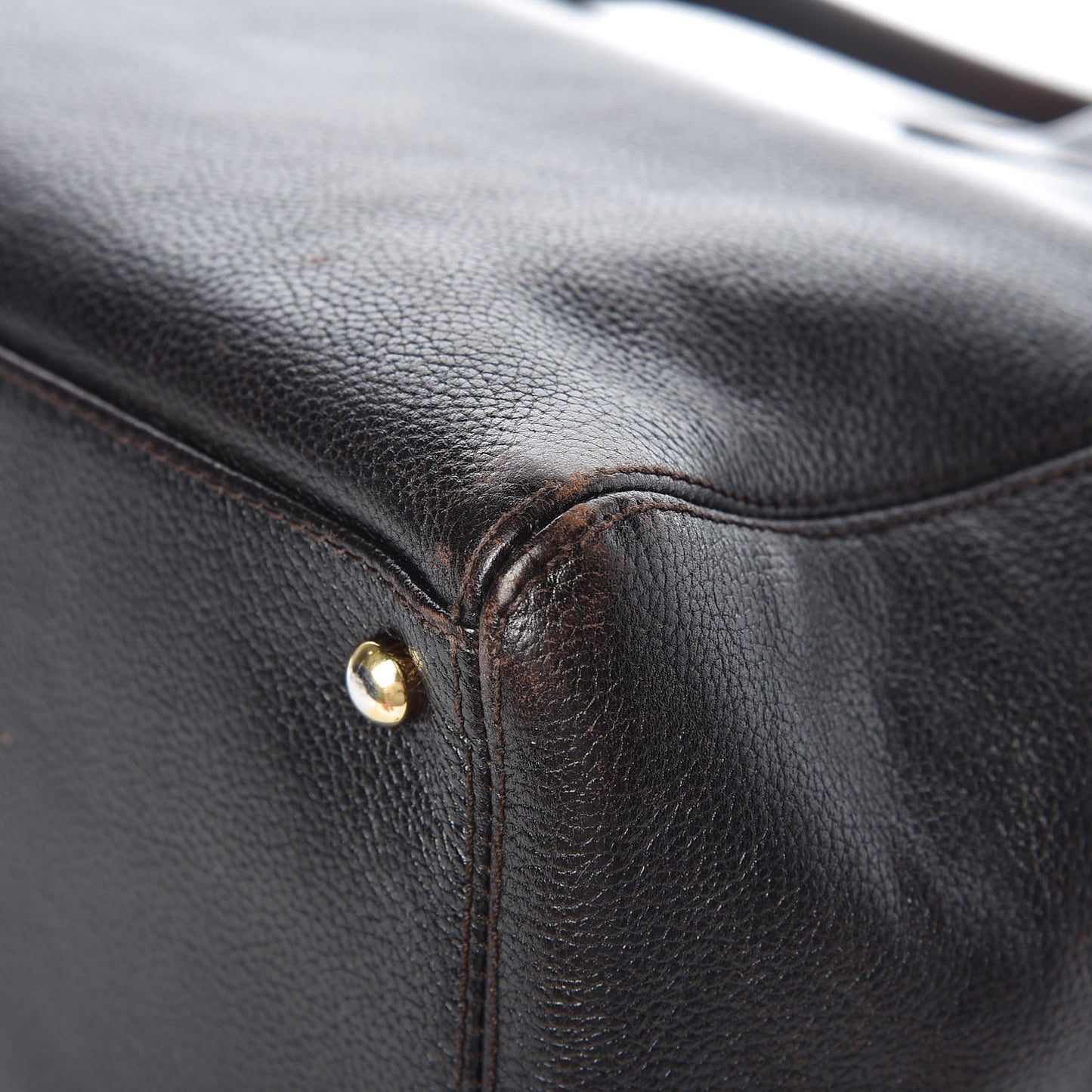 Calfskin Cerf Executive Shopper Tote Dark Brown
