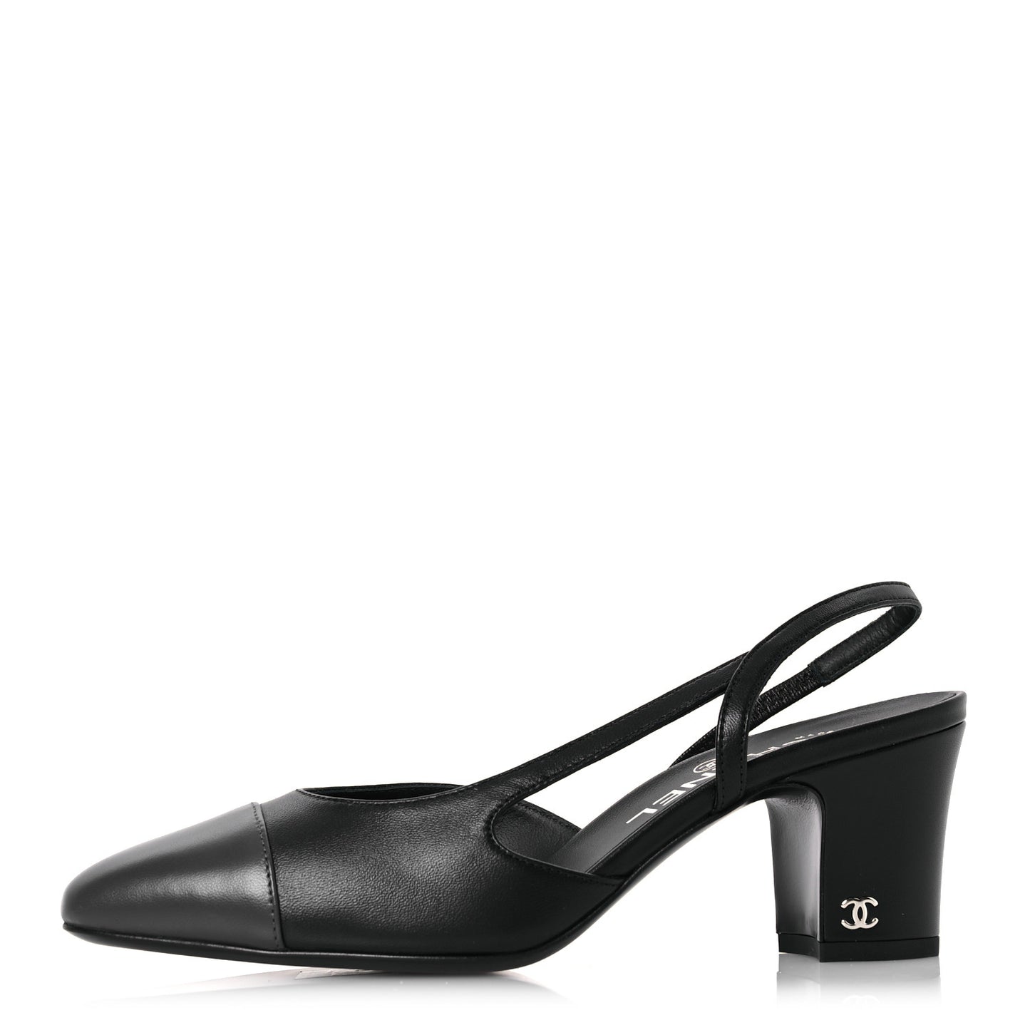 Lambskin Cap Toe CC Slingback Sandals 37 Black Dark Grey