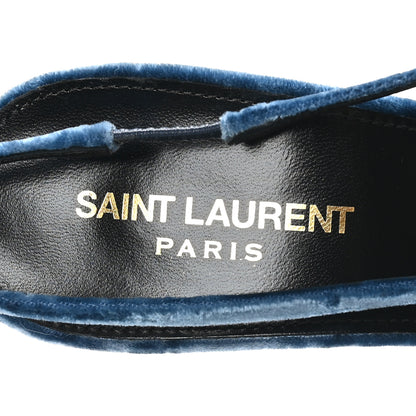 Saint Laurent Velluto Mastrop Tom 90 Dream Slingback Pumps 40 Denim 7 of 10