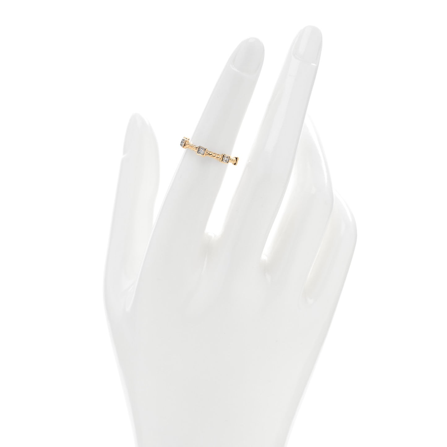 18K Yellow Gold Diamond Cable Collectibles Stack Ring 49 4.75