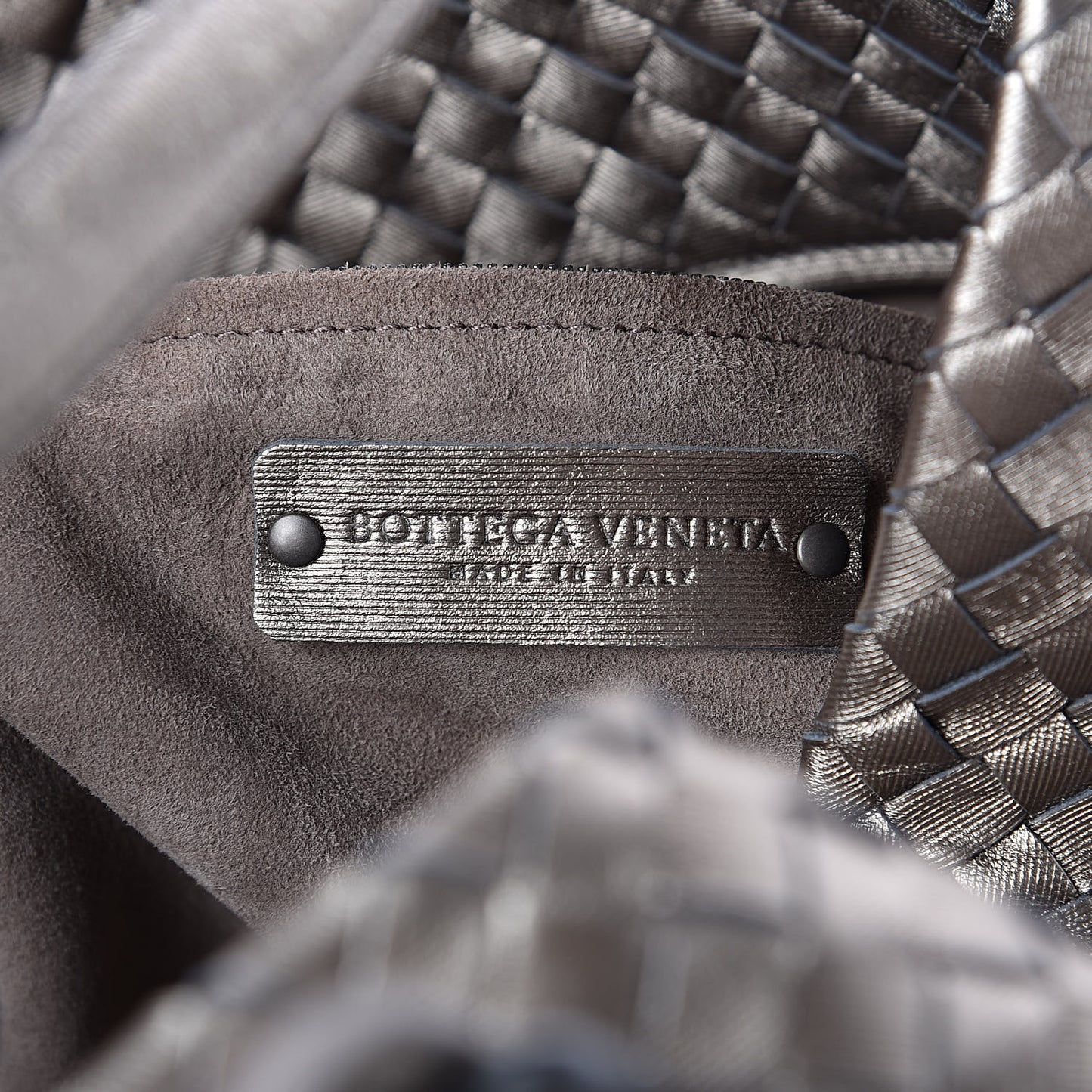 Metallic Grosgrain Intrecciato Medium A Shape Seamless Tote Pewter