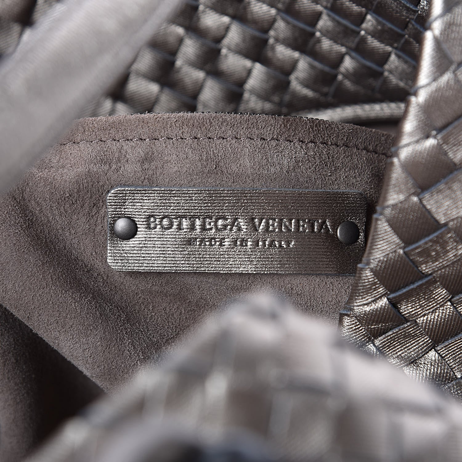 Bottega Veneta Metallic Grosgrain Intrecciato Medium A Shape Seamless Tote Pewter 6 of 10