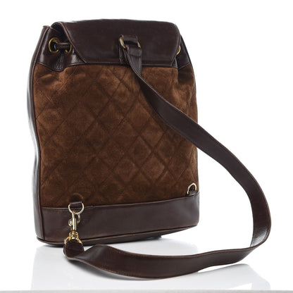 Chanel Suede Quilted Drawstring Sling Backpack Brown 4 of 11