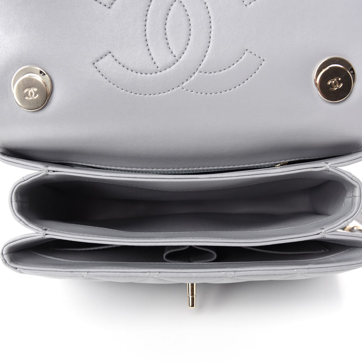 Lambskin Quilted Small Trendy CC Flap Dual Handle Bag Grey