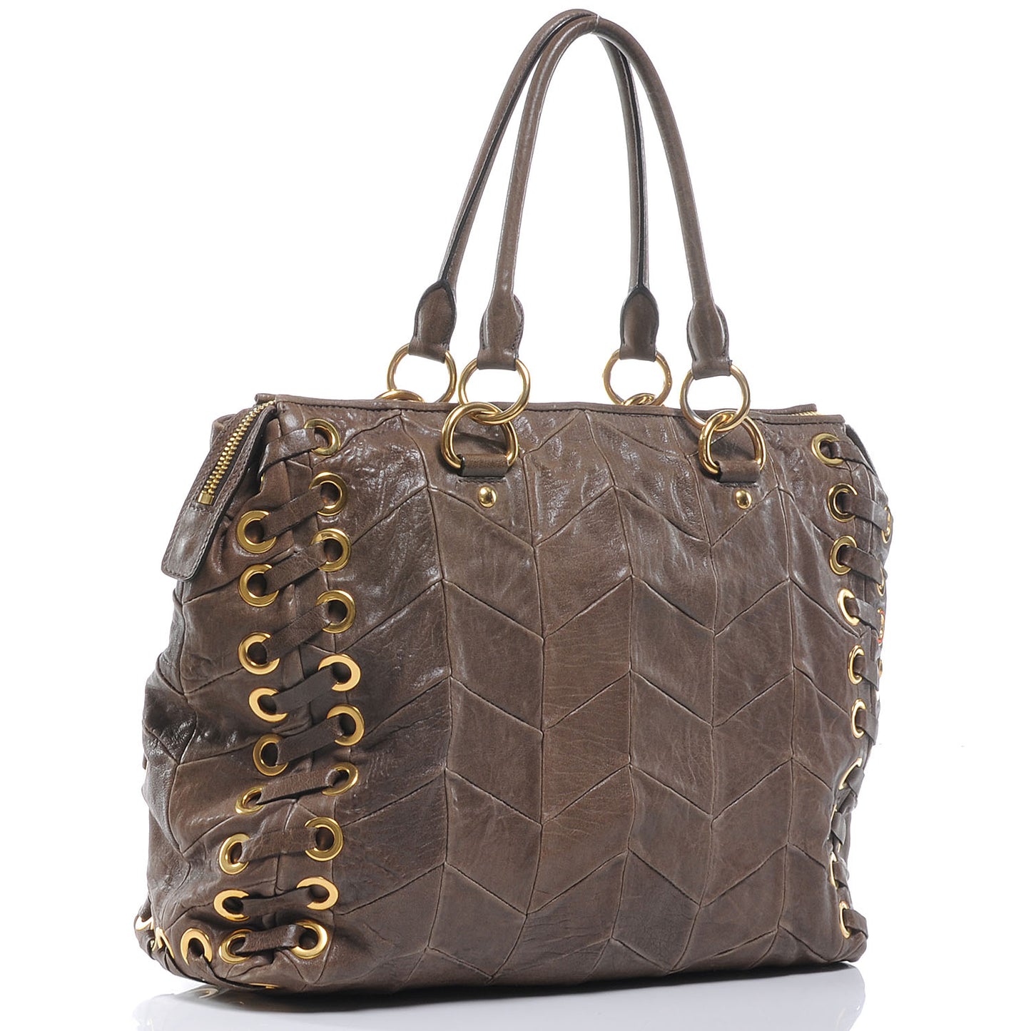 Nappa Chevron Grommet Tote