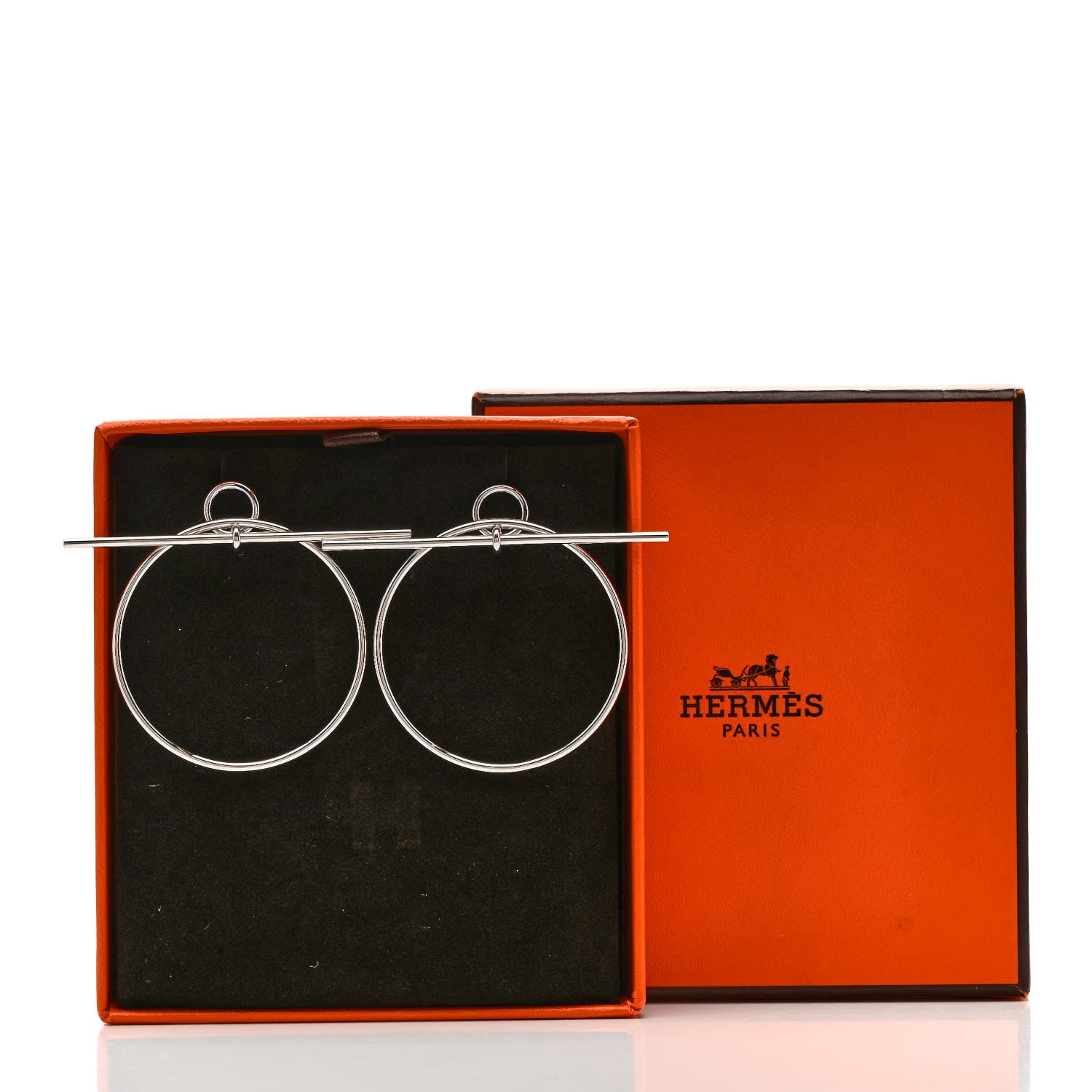 Hermes Sterling Silver MM Loop Earrings 6 of 6