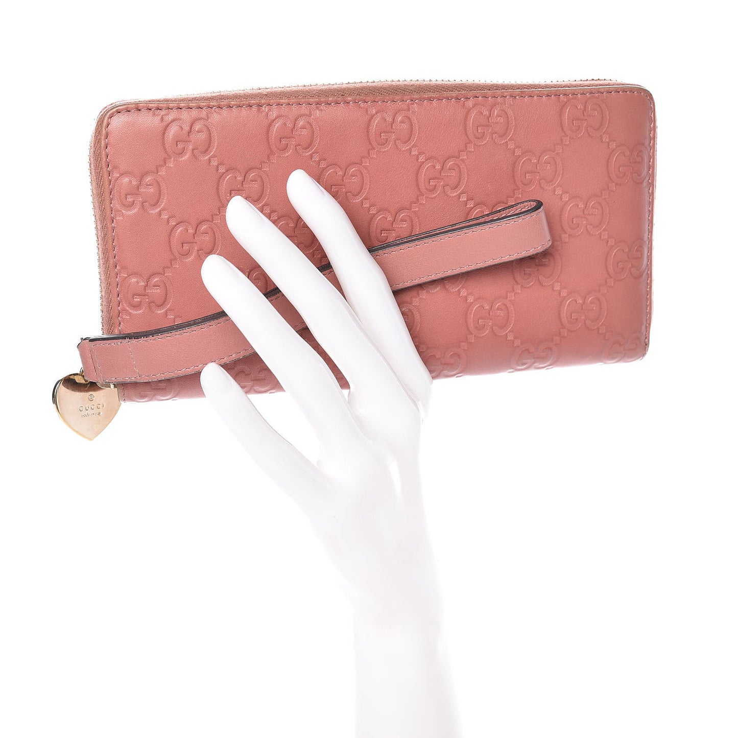 Guccissima Zip Around Heart Wallet Soft Pink