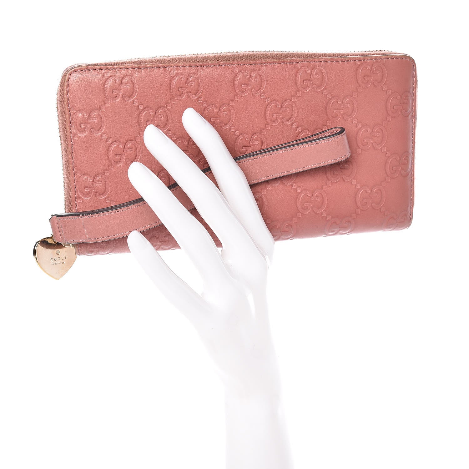 Gucci Guccissima Zip Around Heart Wallet Soft Pink 2 of 10