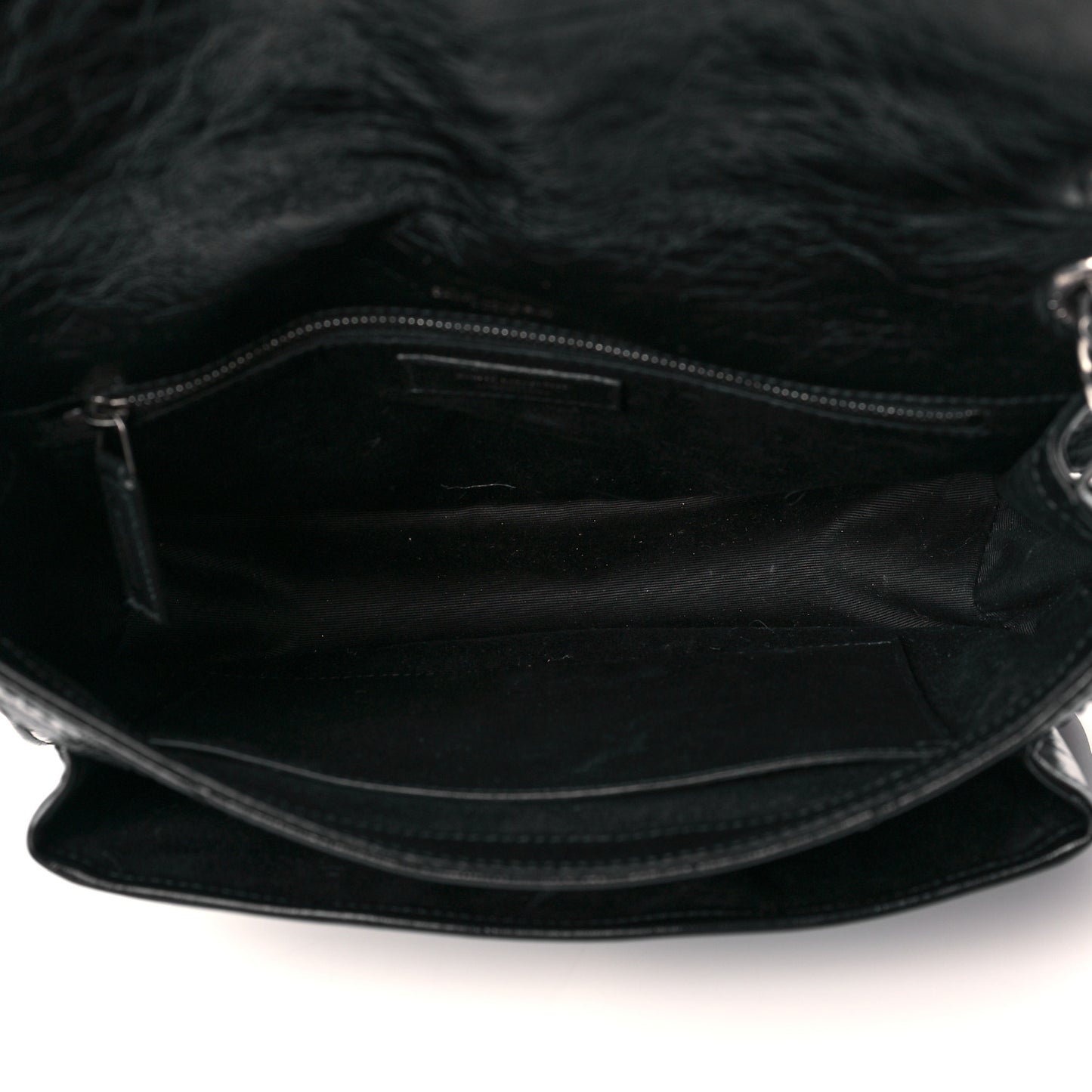 Crinkled Calfskin Matelasse Monogram Medium Niki Chain Satchel Black