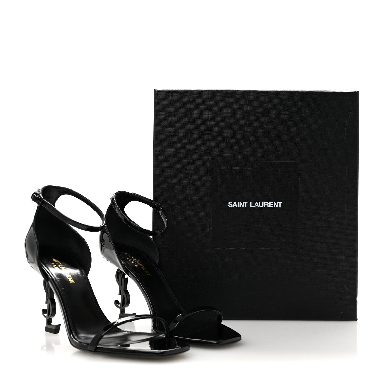 Saint Laurent Patent Calfskin Opyum 85 Sandals 38.5 Black 10 of 10