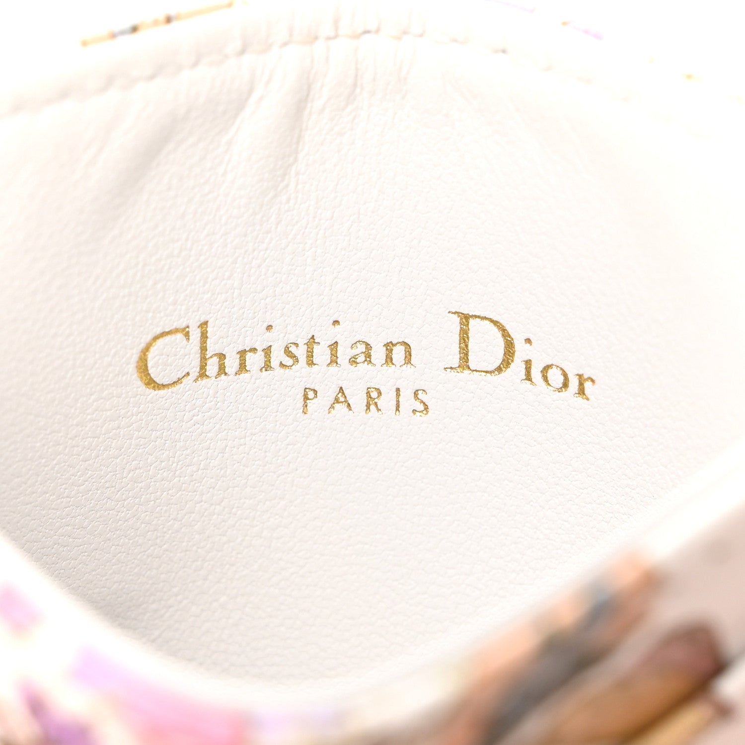 Christian Dior Calfskin Caro Freesia Five-Slot Card Holder White Multicolor 6 of 8