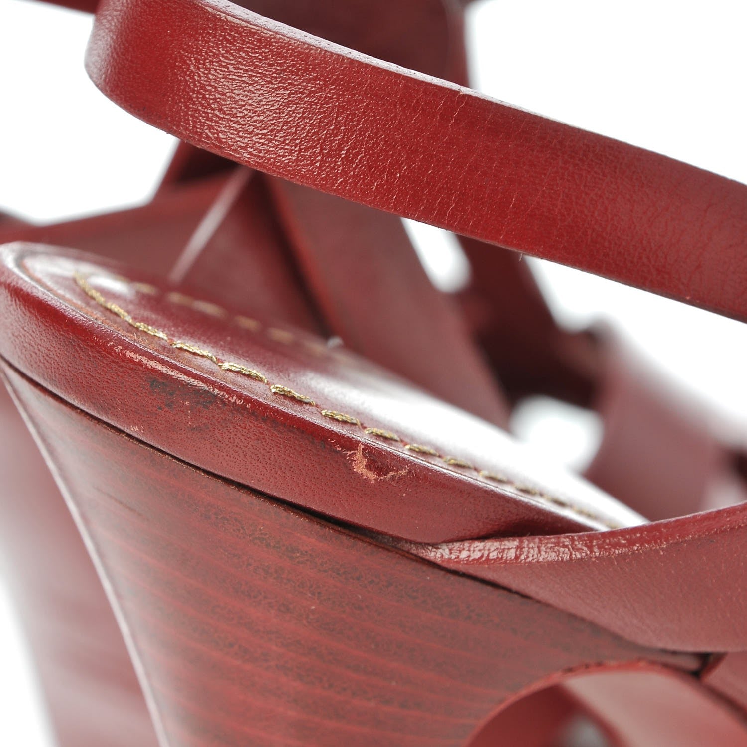 Saint Laurent Calfskin Tribute 105 Platform Sandals 36.5 Deep Red 11 of 14