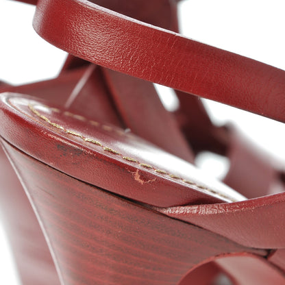 Saint Laurent Calfskin Tribute 105 Platform Sandals 36.5 Deep Red 11 of 14