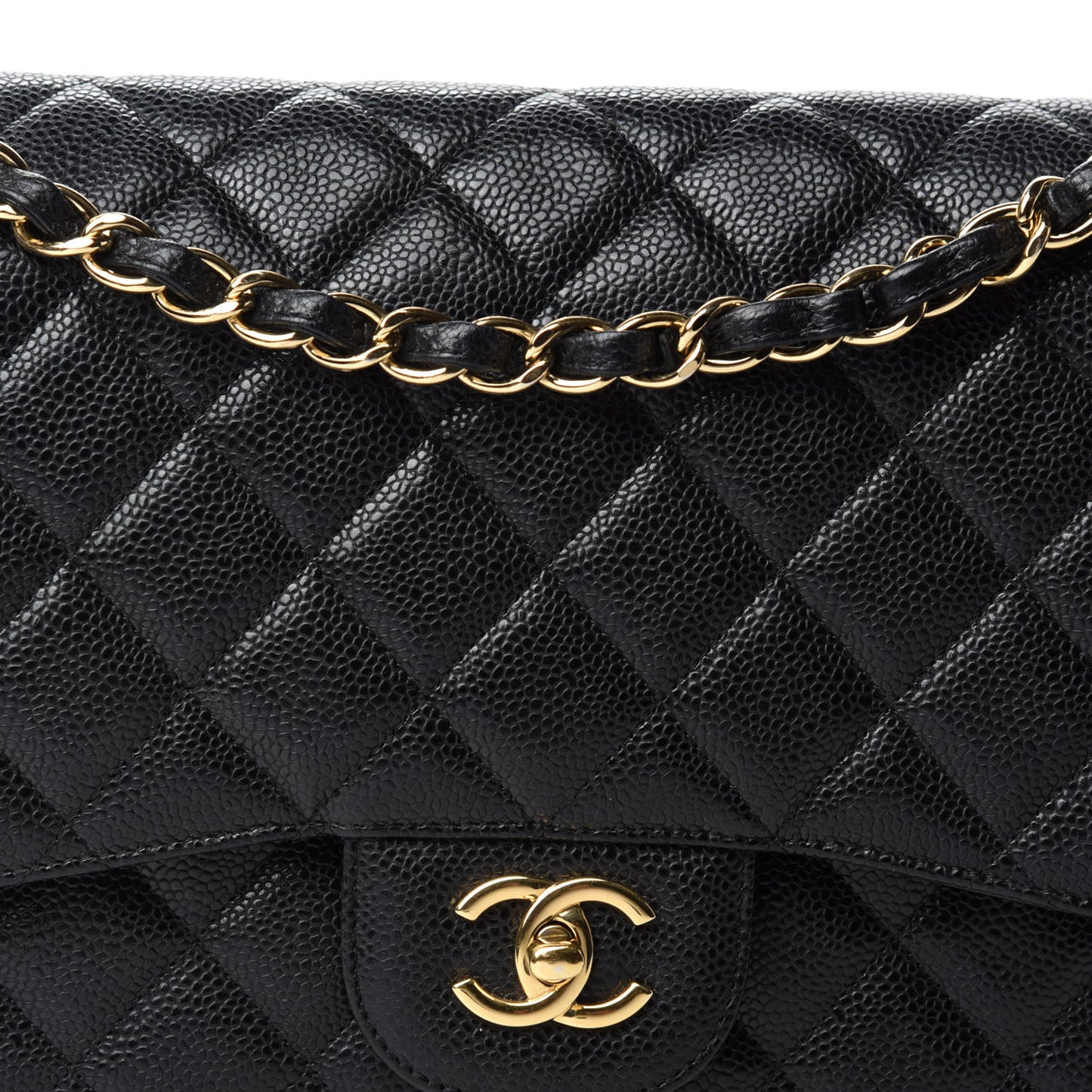 Caviar Quilted Jumbo Double Flap Black