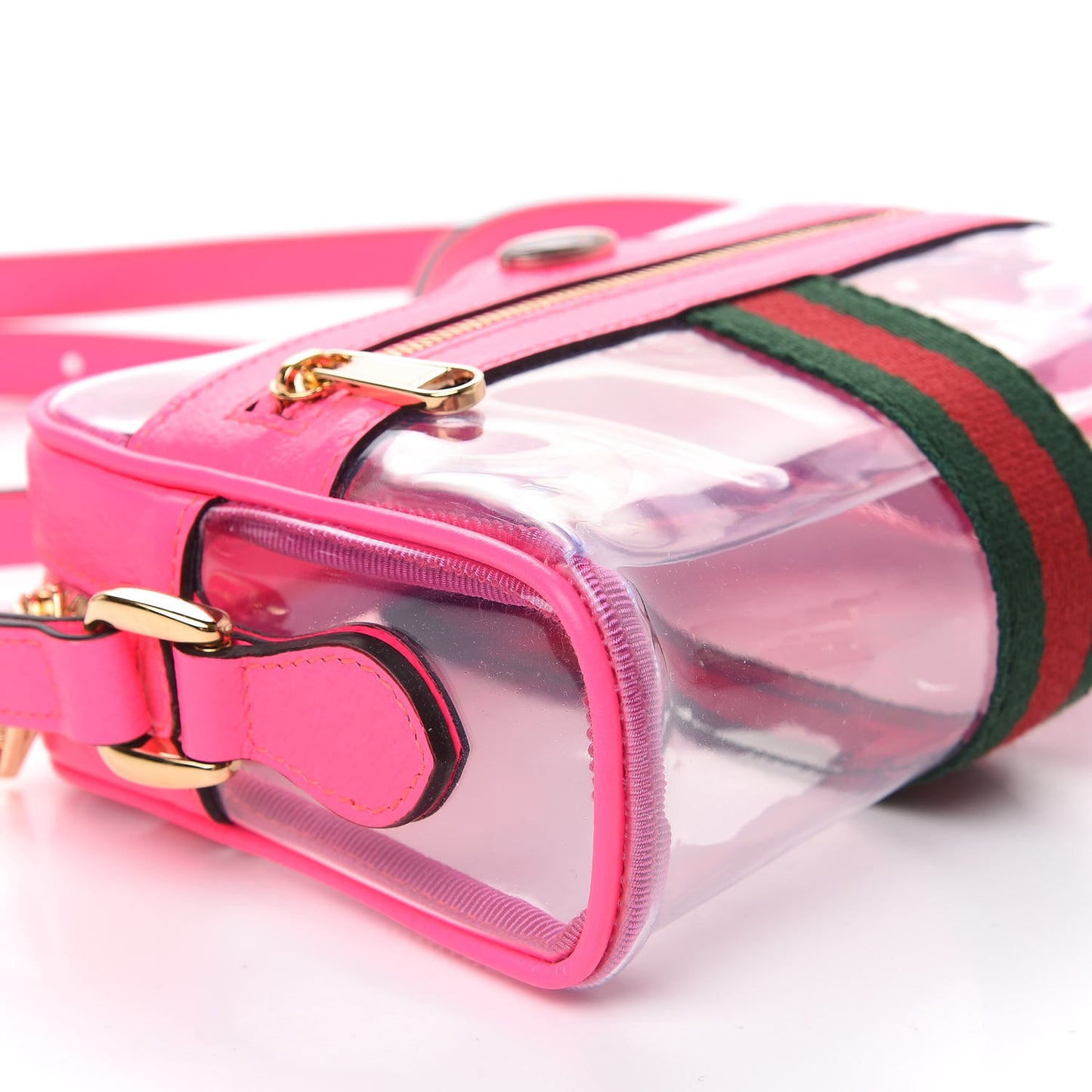 Vinyl Web Mini Ophidia Transparent Shoulder Bag Fluorescent Fuchsia