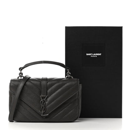 Saint Laurent Sheepskin Matelasse Chevron Monogram College Chain Wallet Coal 11 of 11