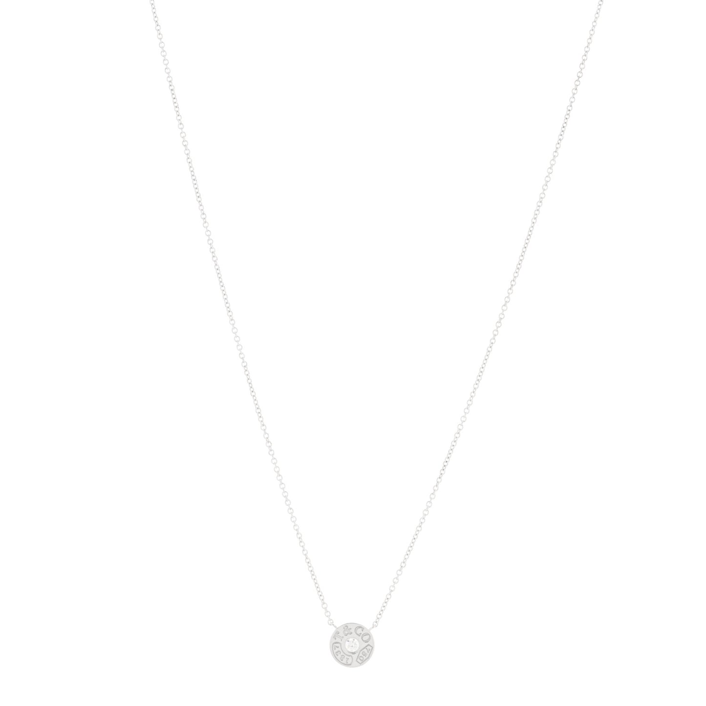 18K White Gold Diamond 1837 Circle Pendant Necklace