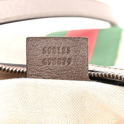 Gucci GG Supreme Monogram Textured Dollar Calfskin Web Small Ophidia Half Moon Hobo Beige Ebony New Acero 7 of 14
