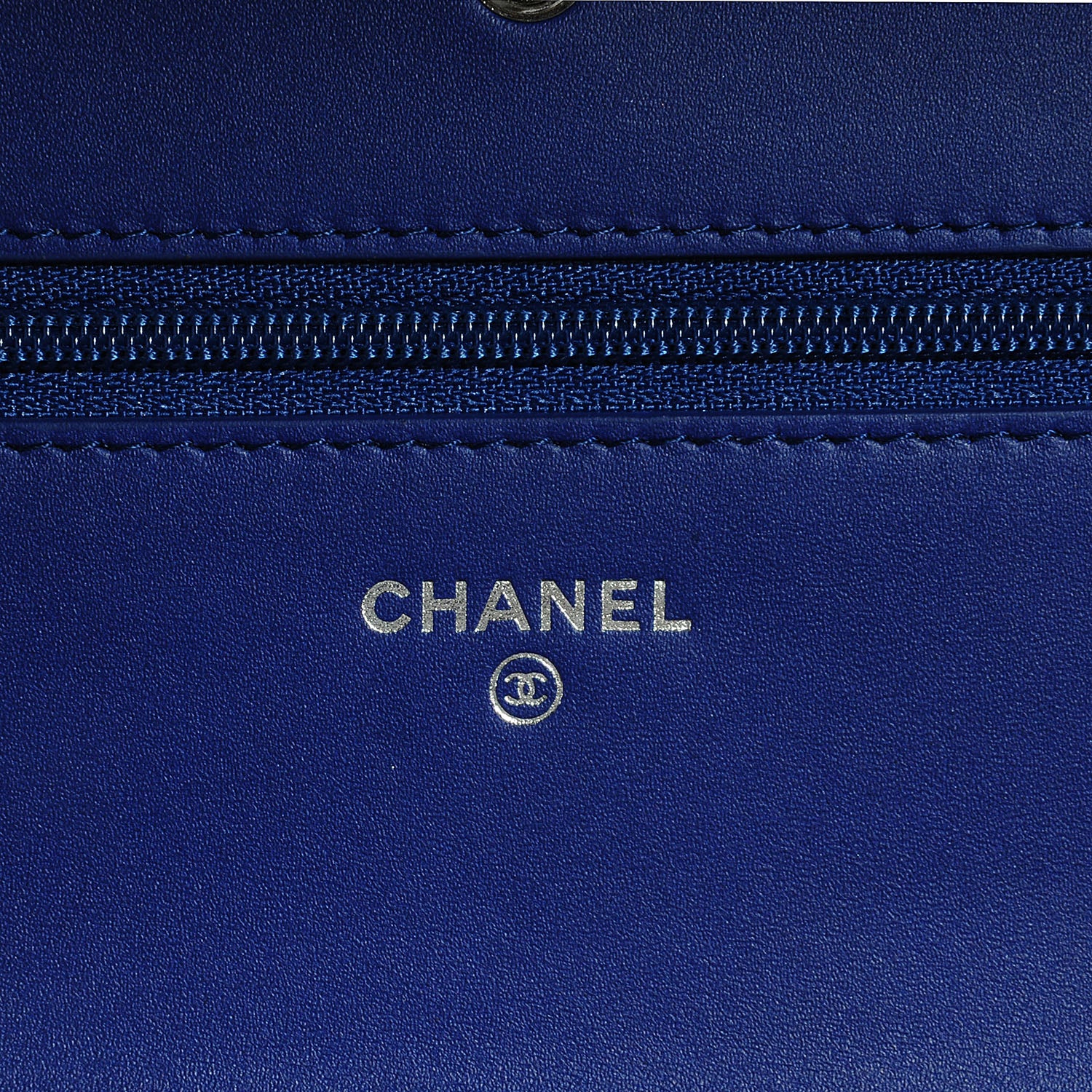 Chanel Grained Patent Calfskin Timeless Wallet On Chain WOC Blue 6 of 8