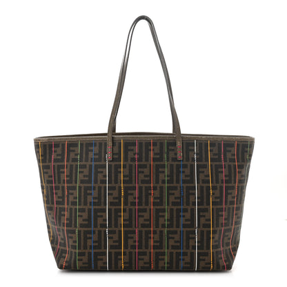 Fendi Zucca Spalmati Striped Large Roll Tote Tobacco Multicolor 1 of 14