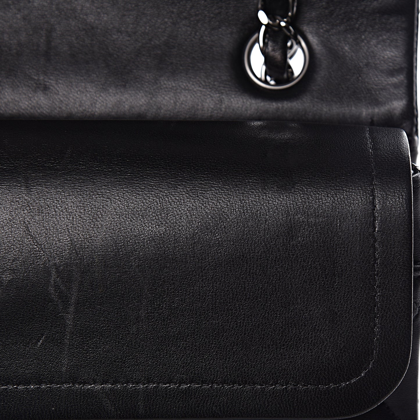 Lambskin Quilted Medium Double Flap Black