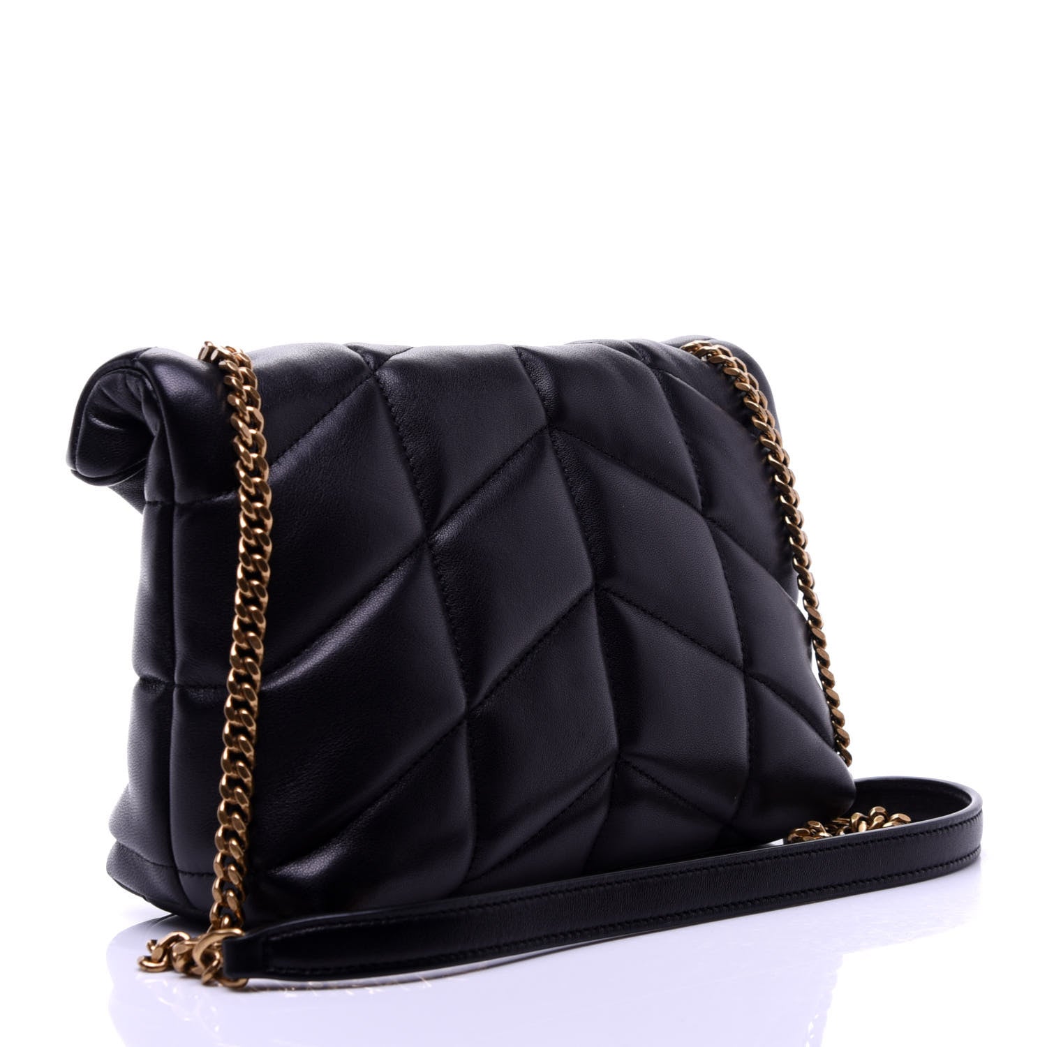 Saint Laurent Lambskin Quilted Toy Loulou Puffer Monogram Chain Satchel Black 5 of 23