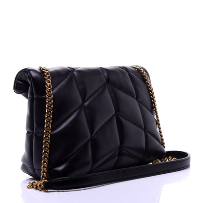 Saint Laurent Lambskin Quilted Toy Loulou Puffer Monogram Chain Satchel Black 5 of 23