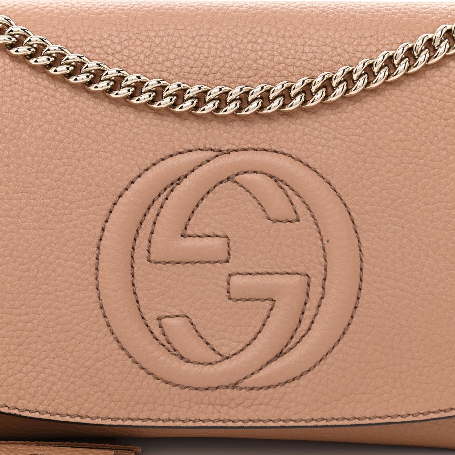 Pebbled Calfskin Medium Soho Flap Crossbody Camelia