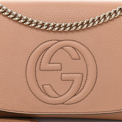 Gucci Pebbled Calfskin Medium Soho Flap Crossbody Camelia 8 of 10