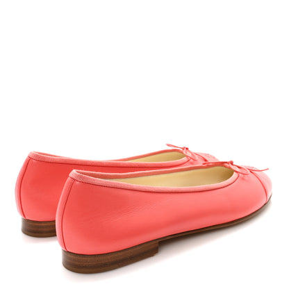 Chanel Lambskin Cap Toe Ballerina Flats 38 Coral 5 of 9