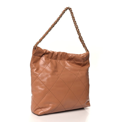 Chanel Shiny Calfskin Quilted Small Chanel 22 Camel 4 of 13